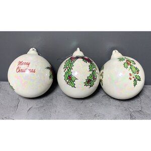 Porcelain Glass Christmas Ornaments 3.5in. (lot of 3)